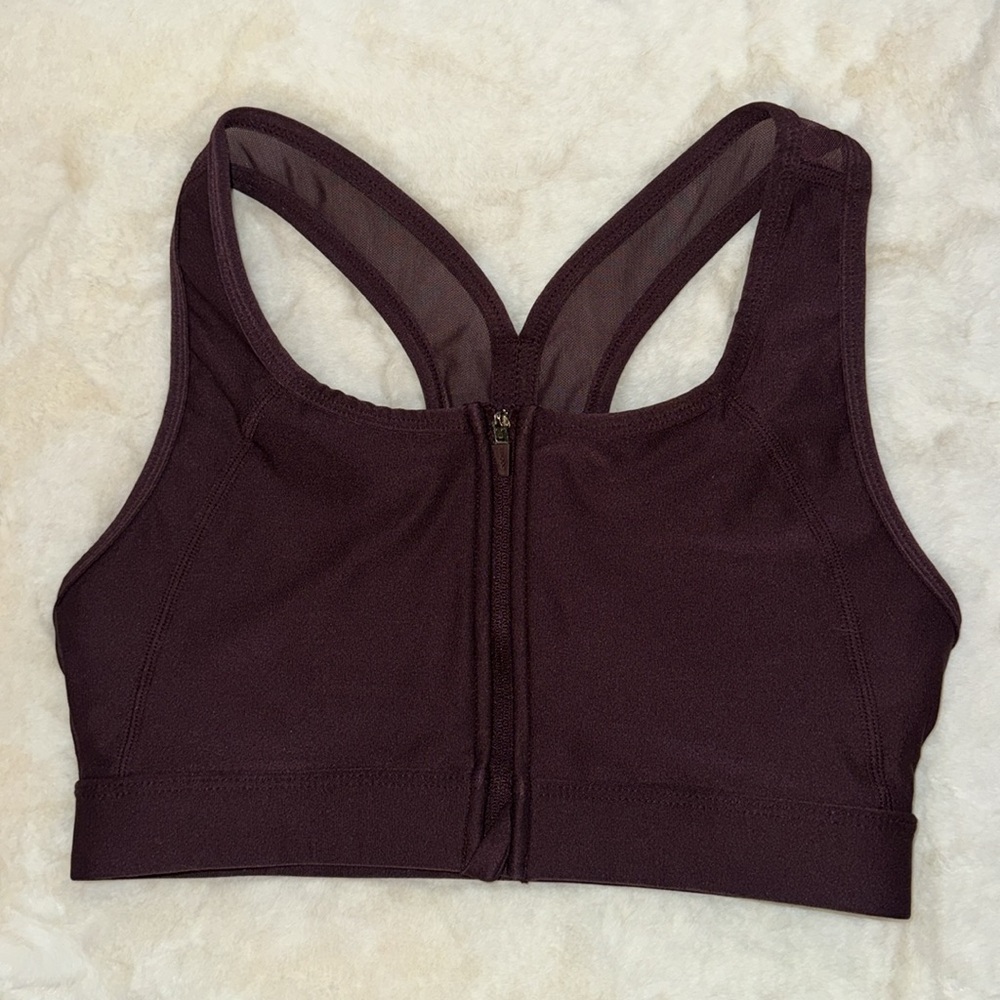 Jockey High Impact Zip Front Wireless Sports Bra Burgundy Women’s Small S